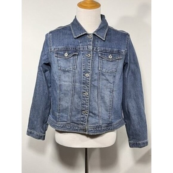 Lee Women's Denim Jacket Size XL Button Up Blue Pockets - Picture 1 of 10